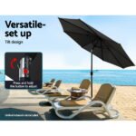 Instahut 3m Outdoor Umbrella Beach Pole Garden Patio Tilt Black - Image 4