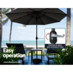 Instahut 3m Outdoor Umbrella Beach Pole Garden Patio Tilt Black - Image 5