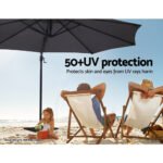 Instahut 3m Outdoor Umbrella Cantilever 360 Degree Tilt Beach Roma Charcoal - Image 5