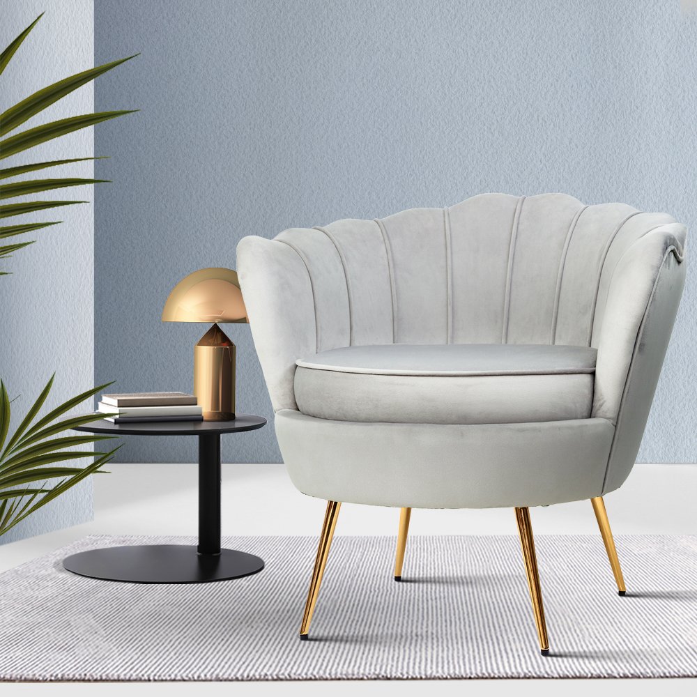 UPHO-5002-VEL-GY-202502281214-00 Artiss Armchair Velvet Grey Callista - Image 1