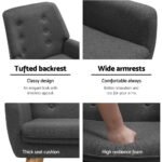 Artiss Armchair Linen Fabric Anne Charcoal - Image 4
