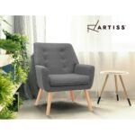 Artiss Armchair Linen Fabric Grey Charcoal - Image 6