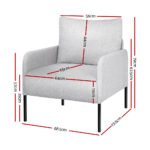 Artiss Armchair Accent Chair Pillow Fabric Grey - Image 2
