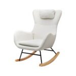 Artiss Rocking Chair Armchair Pillow Boucle White - Image 7