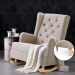 Artiss Rocking Chair Armchair Linen Fabric Beige Gaia - Image 8
