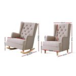 Artiss Rocking Chair Armchair Linen Fabric Beige Gaia - Image 2
