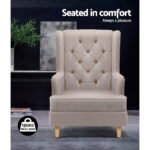 Artiss Rocking Chair Armchair Linen Fabric Beige Gaia - Image 5