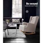 Artiss Rocking Chair Armchair Linen Fabric Beige Gaia - Image 6