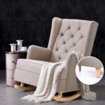 Artiss Rocking Chair Armchair Linen Fabric Beige Gaia - Image 7