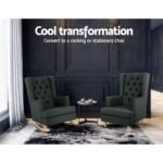 Artiss Rocking Chair Armchair Linen Fabric Charcoal Gaia - Image 3