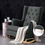 Artiss Rocking Chair Armchair Linen Fabric Charcoal Gaia - Image 7