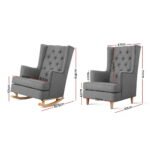 Artiss Rocking Chair Armchair Linen Fabric Grey Gaia - Image 2