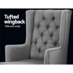Artiss Rocking Chair Armchair Linen Fabric Grey Gaia - Image 3