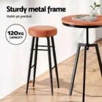 Artiss 2x Bar Stools Kitchen Dining Chairs Counter Round PU Leather Lane Brown - Image 4