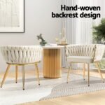 1 Artiss Dining Chair Velvet Armchair Beige - Image 4