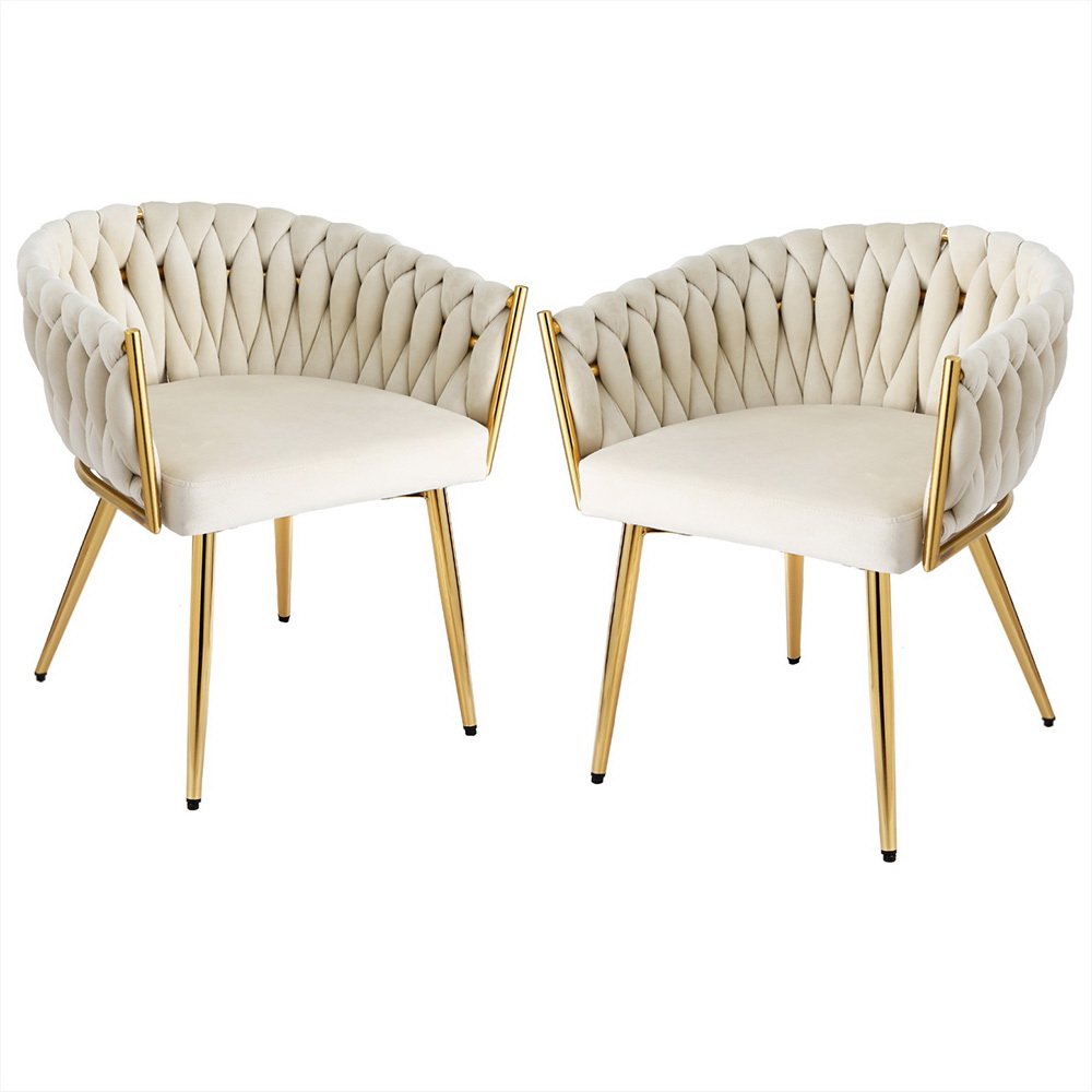 UPHO-C-DIN-01-VEL-BGX2-202503281538-00 1 Set of 2 Artiss Dining Chairs Velvet Armchair Beige - Image 1