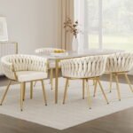 1 Set of 4 Artiss Dining Chairs Velvet Armchair Beige - Image 7