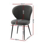 Artiss 2x Dining Chairs Sherpa Boucle Wing Back Grey - Image 2