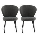 Artiss 2x Dining Chairs Sherpa Boucle Wing Back Grey - Image 3