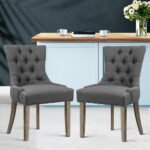 Artiss Dining Chairs Set of 2 Linen French Provincial Grey - Image 8