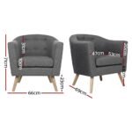 Artiss Armchair Tub Chair Grey Adora - Image 2