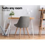 Artiss Dining Chairs Set of 2 Fabric Wooden Grey - Image 6