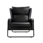 Artiss Armchair Accent Chair PU Leather Wingback Black - Image 3