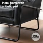 Artiss Armchair Accent Chair PU Leather Wingback Black - Image 6