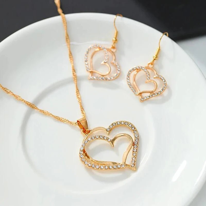 V1142-OBA000242-202512081121-00 Heart Shaped Rhinestone Jewelry Set for Women - Image 1