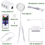 Linkable Under Cabinet LED Lighting 12V Slim Aluminum Dimmable Puck Lights Direct Wired with RF Remote Control for Kitchen Lighting(4pack, Daylight White) - Image 2