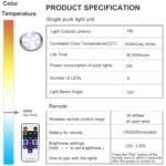 Linkable Under Cabinet LED Lighting 12V Slim Aluminum Dimmable Puck Lights Direct Wired with RF Remote Control for Kitchen Lighting(4pack, Daylight White) - Image 5