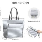 Gray Striped Beach Bag - Spacious Lightweight Tote for Travel, Pool & Vacation English Description: - Image 4