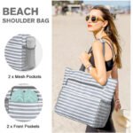 Blue Striped Beach Bag - Spacious Lightweight Tote for Travel, Pool & Summer Getaways - Image 5