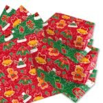 Gift Wrapping Paper Style WZ025 - Red & Green Reindeer & Gingerbread Man Design (12-Sheet Set) - Image 2