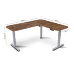 FORTIA Corner Standing Desk, 160x140cm, 72-118cm Sit to Stand Up Electric Height Adjustable, Walnut Style Desktop/Silver Frame - Image 9