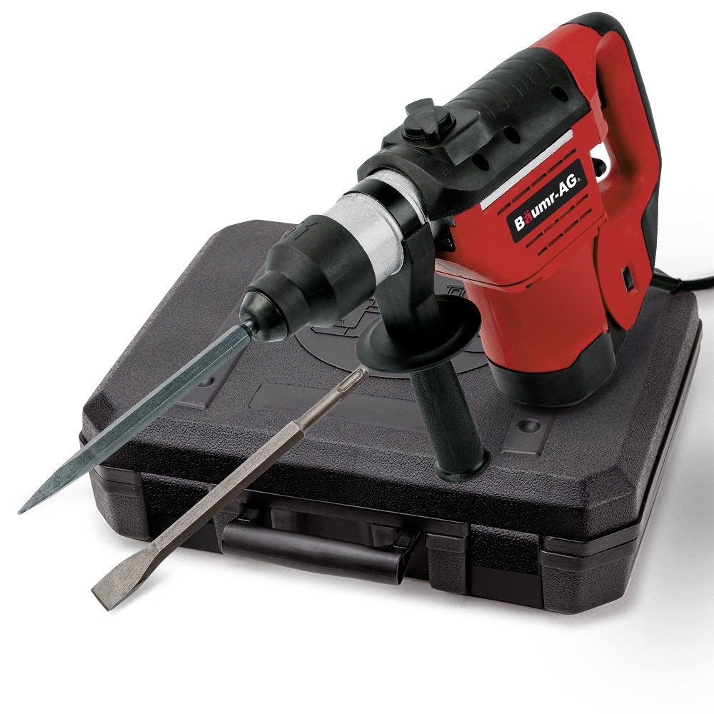 V219-BAJHTL01A-73746-00 Baumr-AG 1500W Pro-Grade Electric Rotary Jackhammer Hammer Drill, with 2 Bonus Chisels, 3 Drill Bits - Image 1