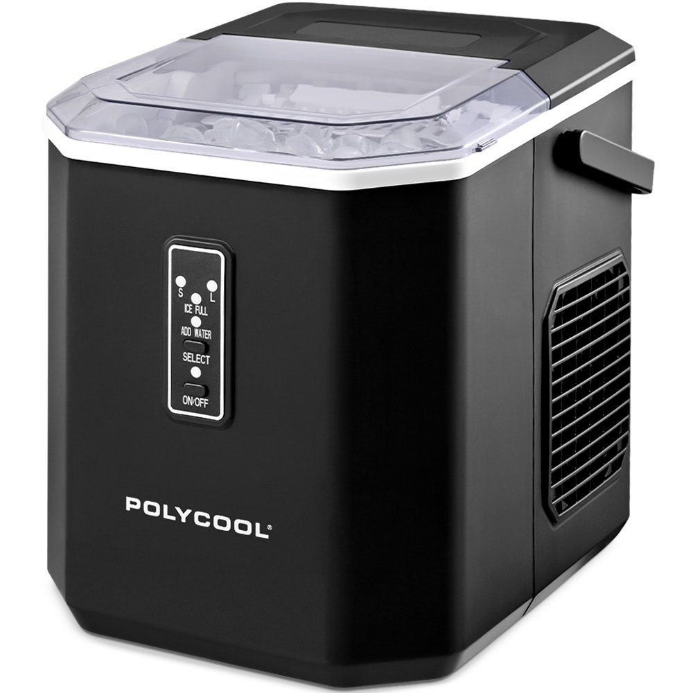V219-COKICMPY1BKA-202510031454-00 POLYCOOL Portable Ice Maker Machine, Automatic, 12kg/day, Auto Clean, with Scoop and Removable Basket, Black - Image 1