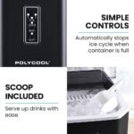 POLYCOOL Portable Ice Maker Machine, Automatic, 12kg/day,  Auto Clean, with Scoop and Removable Basket, Black - Image 6