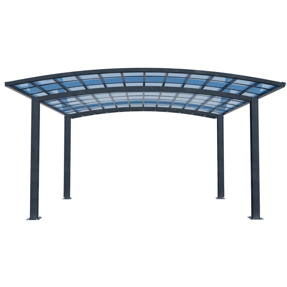 V219-CPRDBLPCDM2A-225309-00 SHADE SHIELD Arched Double Carport 6.0m x 5.5m x 2.98m, Aluminium Alloy Frame, Polycarbonate Roof, Shelter for Car or Outdoor Living - Image 1