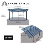 SHADE SHIELD Arched Double Carport 6.0m x 5.5m x 2.98m, Aluminium Alloy Frame, Polycarbonate Roof, Shelter for Car or Outdoor Living - Image 2