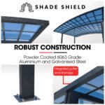 SHADE SHIELD Arched Double Carport 6.0m x 5.5m x 2.98m, Aluminium Alloy Frame, Polycarbonate Roof, Shelter for Car or Outdoor Living - Image 3