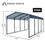 SHADE SHIELD Single Carport Shed 3.3 x 6 x 2.9m, Galvanised Steel Frame, Powder Coated Gable Roof, Shelter for Car Caravan Boat Tractor Agricultural - Image 2
