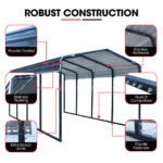 SHADE SHIELD Single Carport Shed 3.3 x 6 x 2.9m, Galvanised Steel Frame, Powder Coated Gable Roof, Shelter for Car Caravan Boat Tractor Agricultural - Image 3