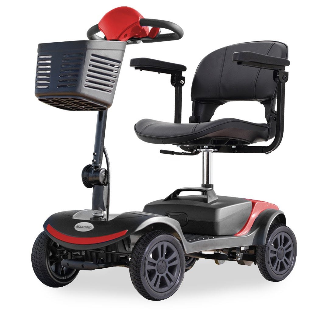 V219-EQMOHC06A-73897-00 EQUIPMED Electric Mobility Scooter Portable Folding for Elderly Older Adult, SmartRider Black & Red - Image 1