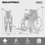EQUIPMED 24 Inch Folding Wheelchair Lightweight Portable for Elderly and Disabled, Grey - Image 5