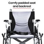 EQUIPMED Folding Aluminium Wheelchair, 20" Wheels, Park Brakes, 100kg Capacity, Grey/Black - Image 7