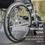EQUIPMED Folding Aluminium Wheelchair, 20" Wheels, Park Brakes, 100kg Capacity, Grey/Black - Image 8