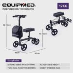 Equipmed Knee Scooter Walker, Dual Brakes - Bag - Broken Leg Ankle Foot Mobility - Crutches Alternative - Black - Image 2