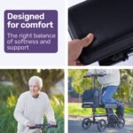 Equipmed Knee Scooter Walker, Dual Brakes - Bag - Broken Leg Ankle Foot Mobility - Crutches Alternative - Black - Image 3