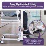 Equipmed Patient Lift Transfer Chair, Easy Hydraulic Height Adjustment, Shower Compatible, Over Toilet, Removable Commode, for Seniors Elderly Disabled - Image 4